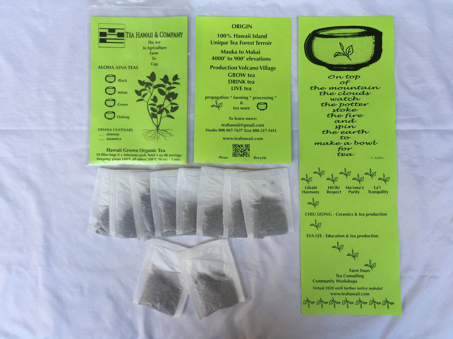 Hawaii Grown Green Tea – Forest Grown Aloha Aina Tea in Paper Filter Bags (1 oz)