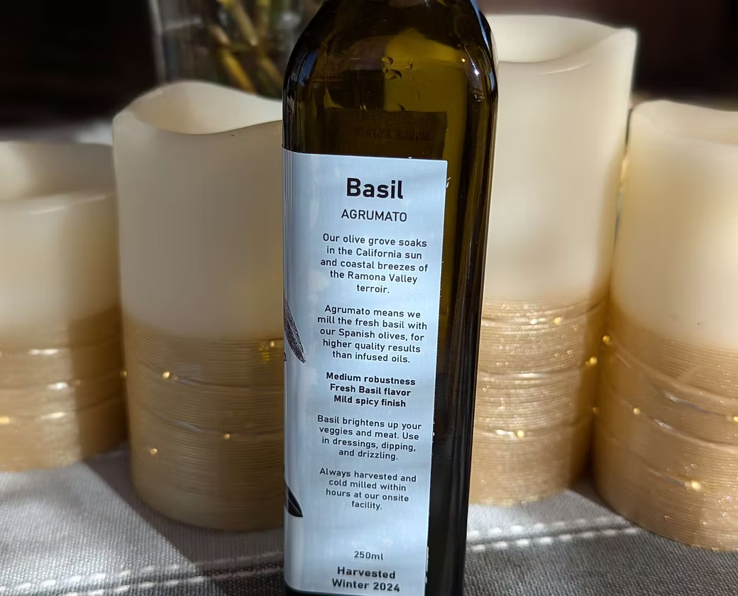 Organic Basil Olive Oil - Single Bottle 250ml - 2024 Harvest