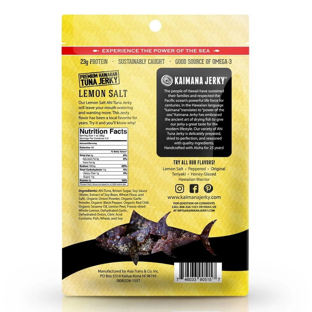 Lemon Salt Ahi Tuna Jerky – Small Batch, Wild-Caught in Hawaii